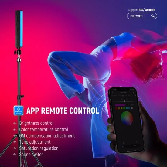 neewer tl21c app led light wand _ black